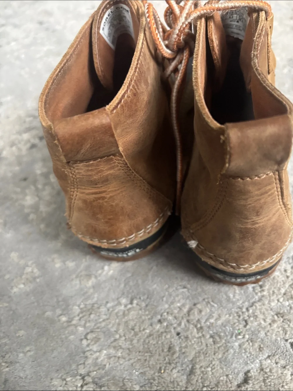 Sorel Tan and Black Lace-Up Waterproof Boots